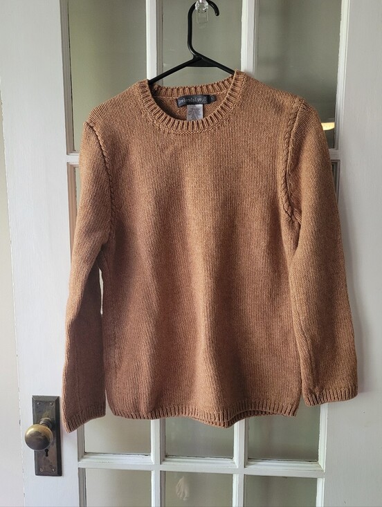 Irelands Eye Sweaters - Irelands Eye Women's Lambswool Blend Tan/brown Round Neck Pullover Sweater